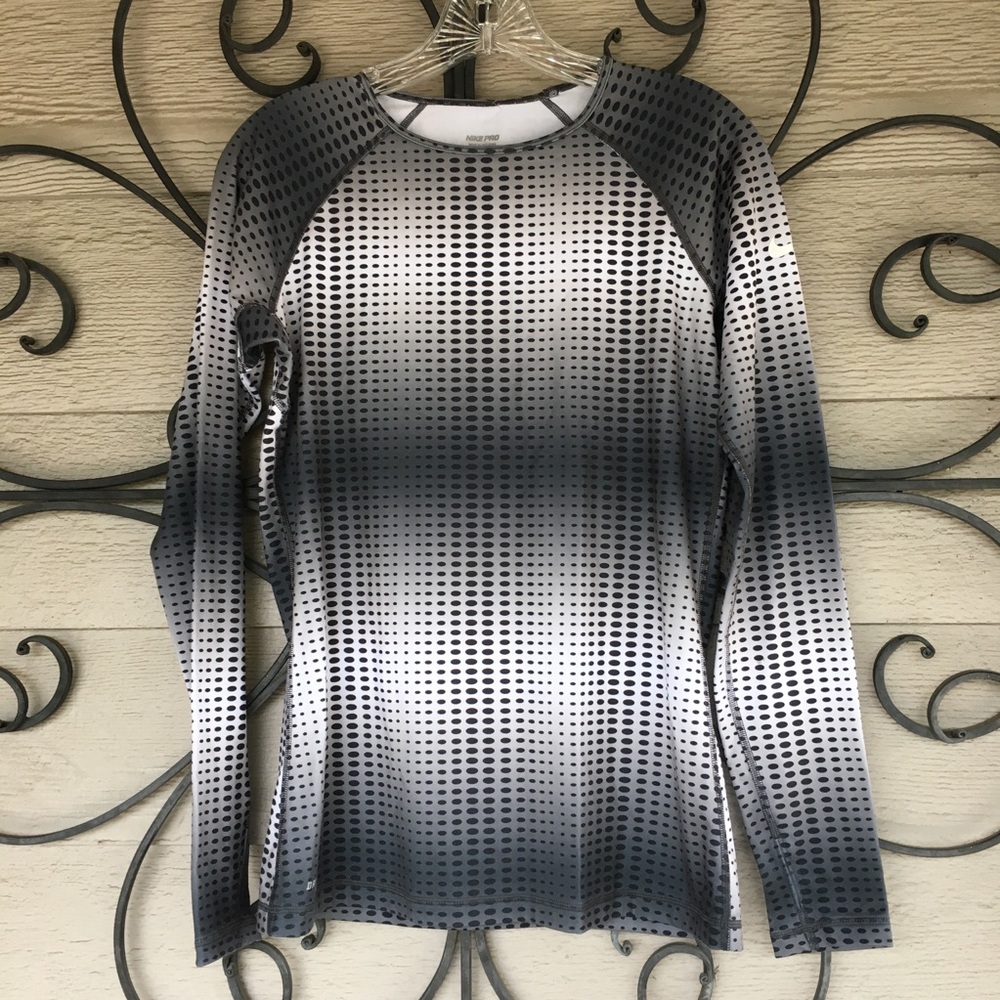 Nike Pro Dri Fit Black&White Longsleeve Top SZ M